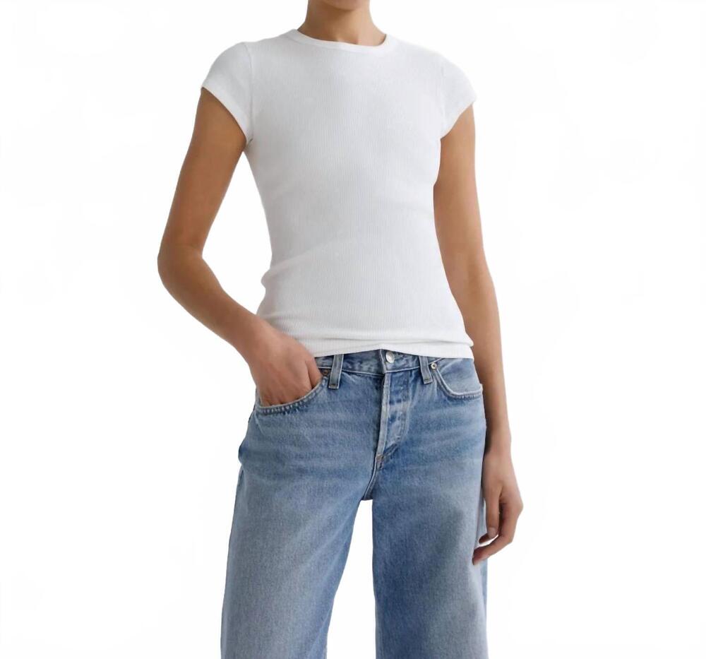 NEW AGOLDE edison cap sleeve tee in white
